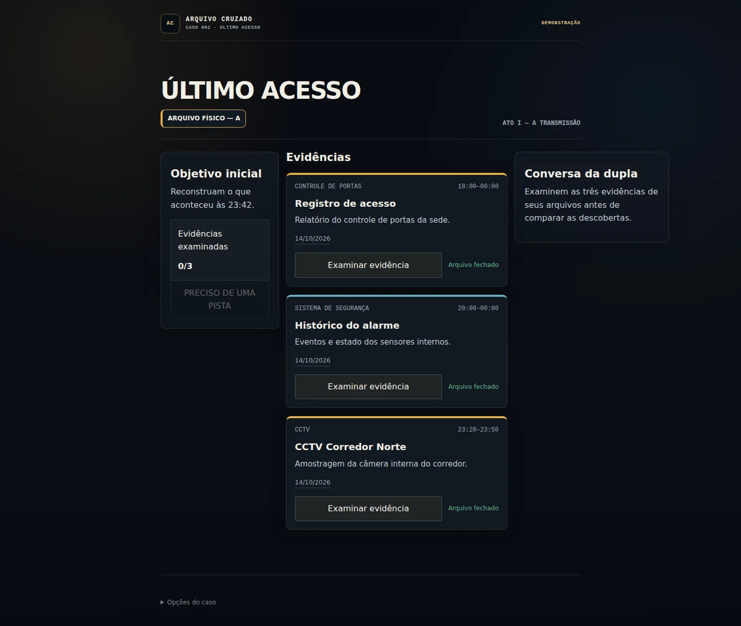 Arquivo Cruzado — Último Acesso